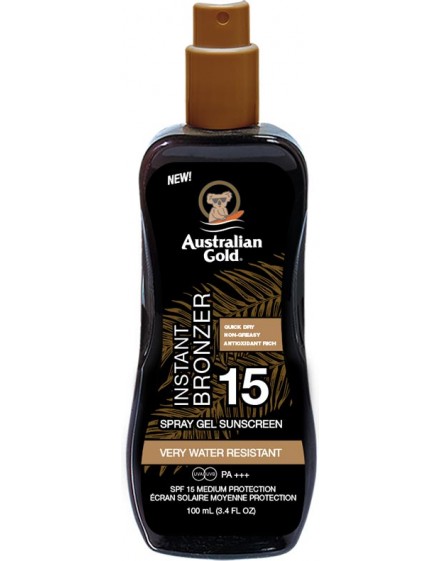 AUSTRALIAN GOLD SUNSCREEN SPF15 spray gel with instant bronzer 100 ml