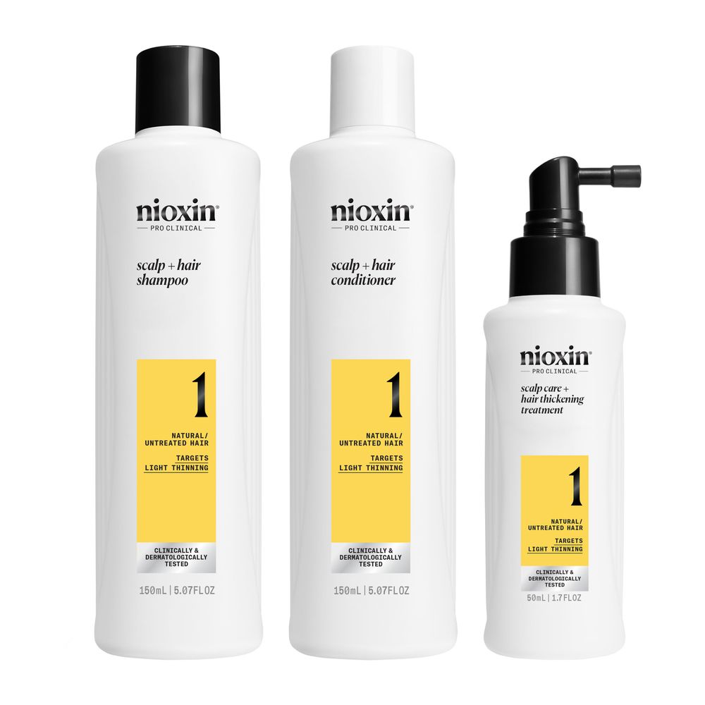 NIOXIN SYSTEM 1 – Kit - Treatment for Natural Hair with Mild Weakening 3 u