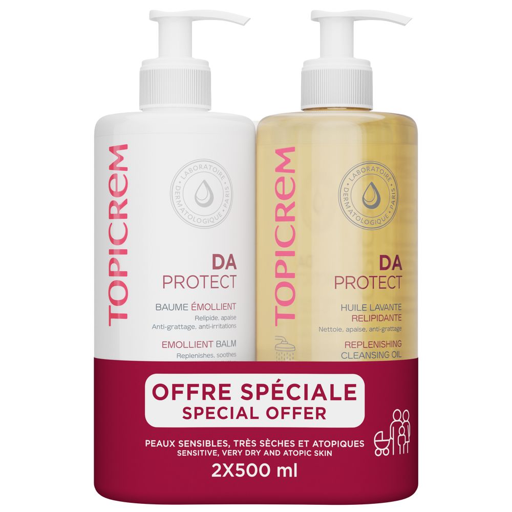 TOPICREM DA PROTECT EMOLLIENT BALM 500 ML + CLEANSING GEL 500 ML PACK 2 pcs