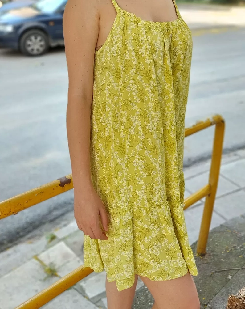 Φόρεμα λάιμ floral – one size