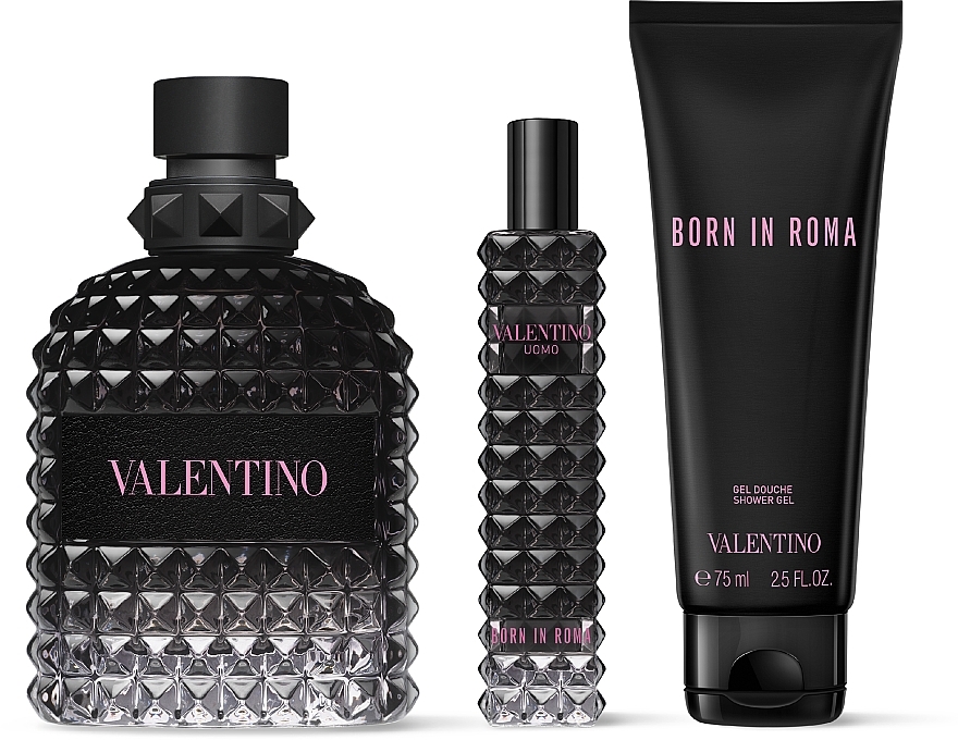 Valentino Uomo Born In Roma Giftset Edt Spray 100ml/Shower Gel 75ml/Edt Spray 15ml   set x 190 ml