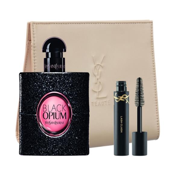 YSL Black Opium Giftset Edp Spray 50ml/#01 Mini Lash Clash 2ml/Pouch   set x 52 ml