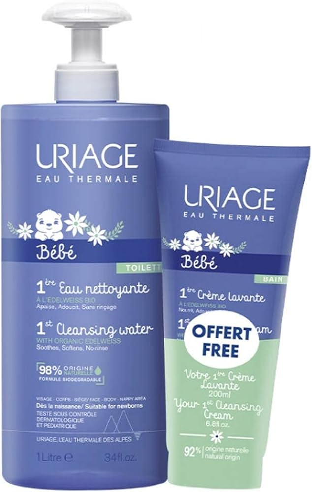 Uriage Bebe 1st Cleansing Water + Cleansing Cream Cleansing Water 1000ml/Cleansing Cream 200ml   set x 1200 ml
