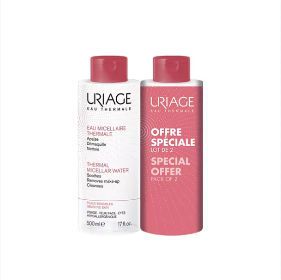 URIAGE Thermal Micellar Water for sensitive skin, pack of 2 x 500 ml
