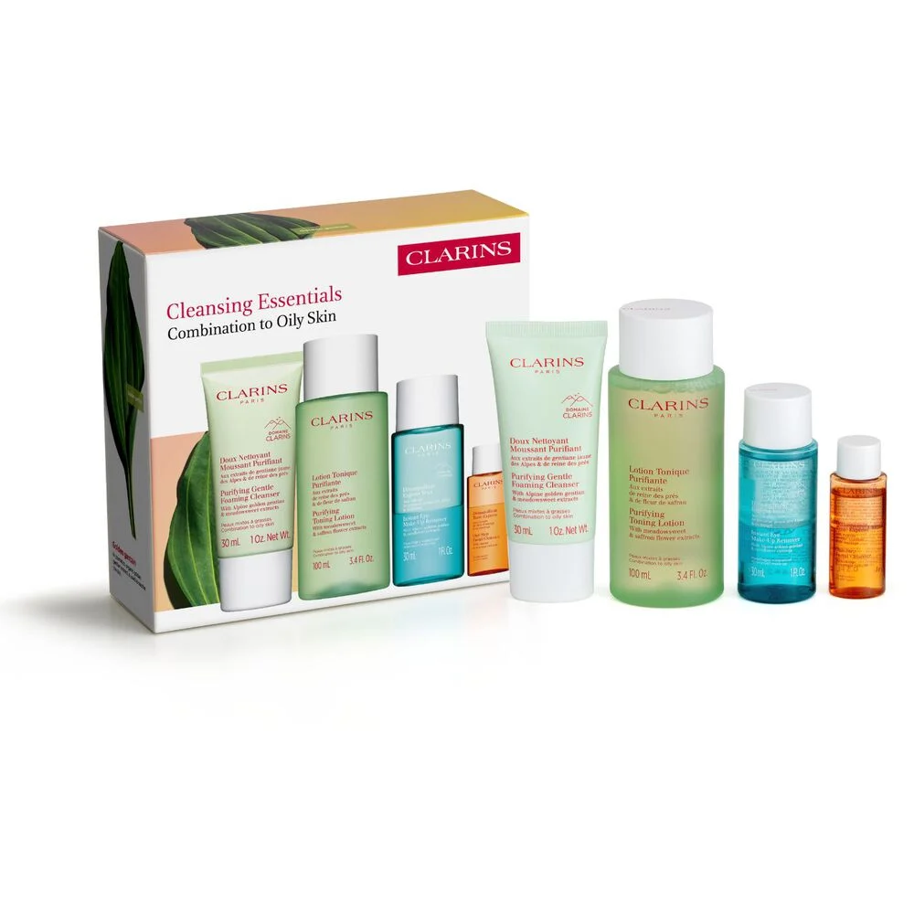 CLARINS COMBINATION-OILY SKIN CLEANSING ESSENTIALS 4-piece SET