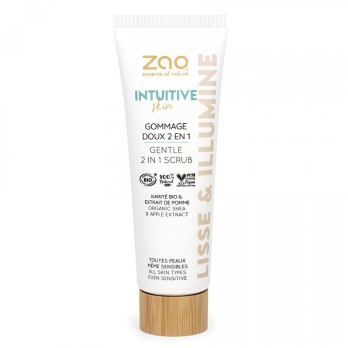 Zao Intuitive Skin Gentle 2 In 1 Scrub Organic Shea & Apple Extract   50 ml