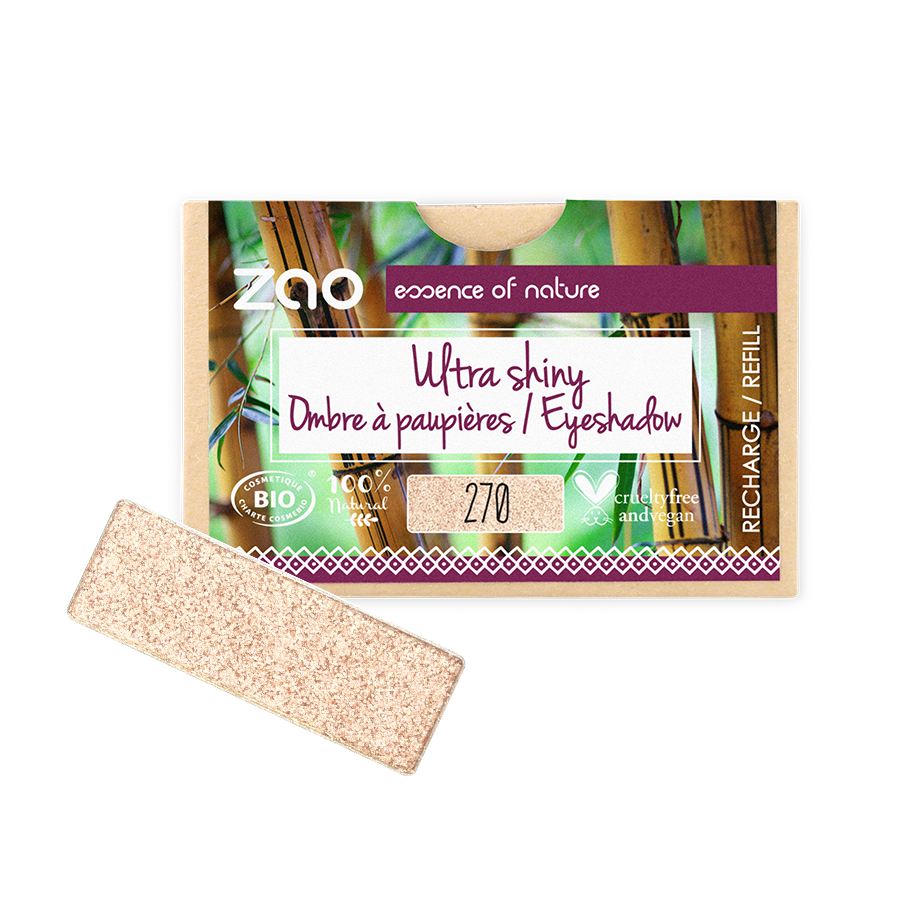 Zao Rectangle Shiny Eyeshadow - Refill #270 Champagne   1.3 g
