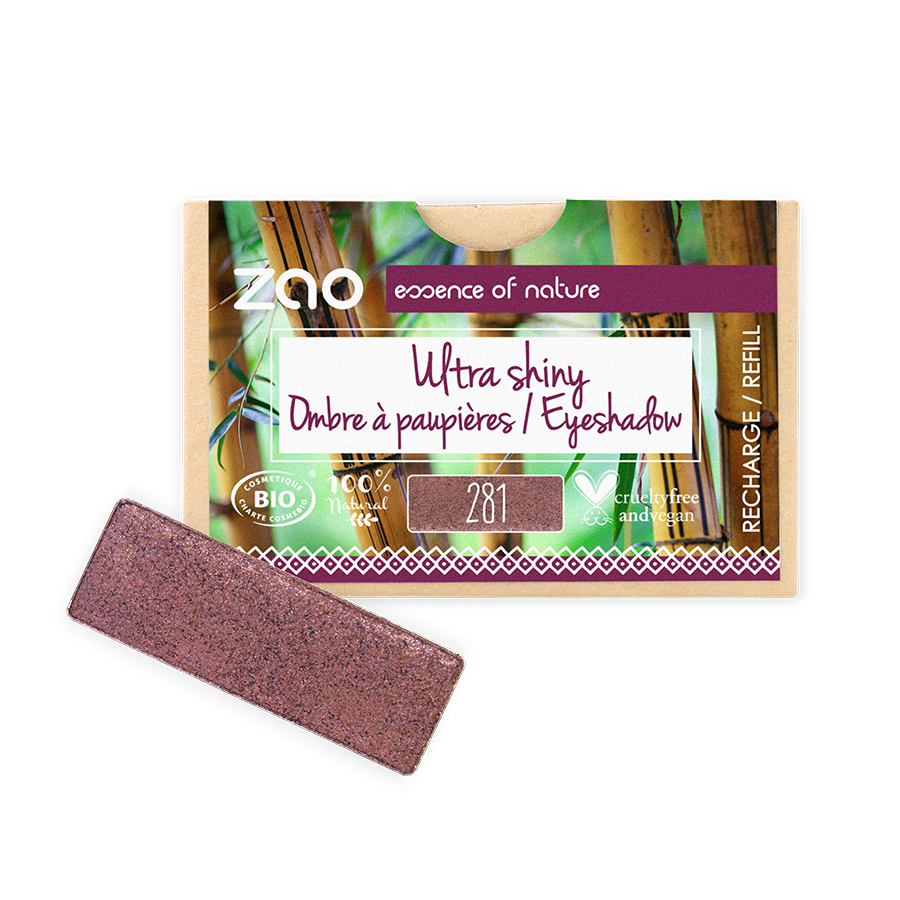 Zao Rectangle Shiny Eyeshadow - Refill #281 Bordeaux Seq    1.3 g