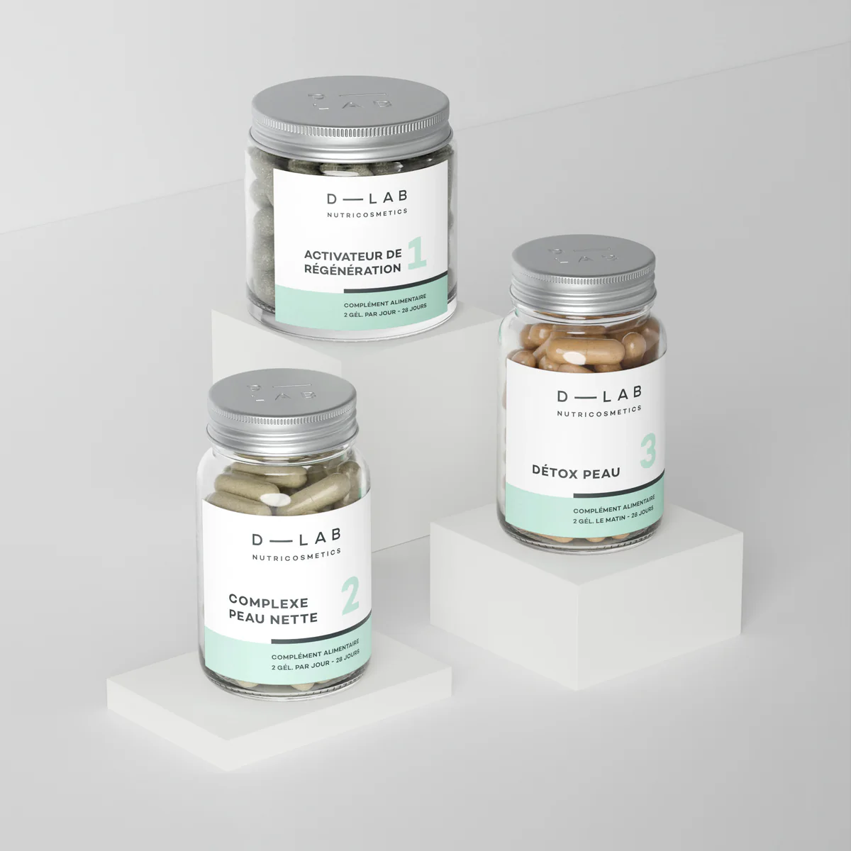 D-Lab Perfect Skin Set 3x56 Gels - Activateur de Regenaration No 1/Complexe Peau Nette No 2/Detox Peau No 3   set x 3 piece