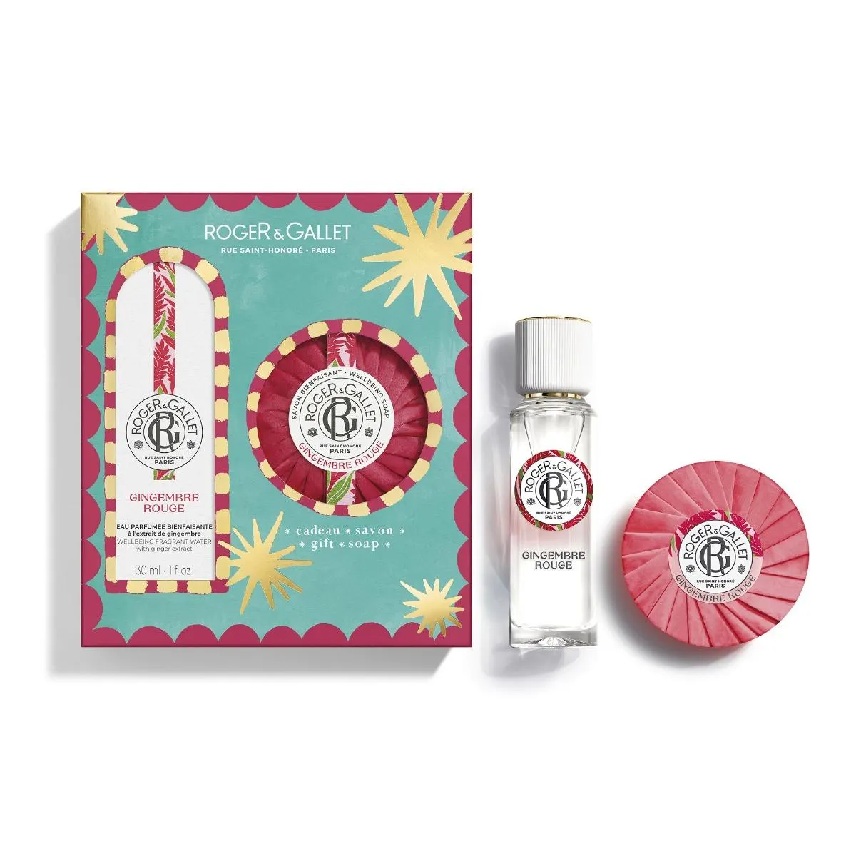 ROGER & GALLET GINGEMBRE ROUGE SCENTED WATER WELL-BEING SET OF 2 pcs Perfumed water 30 ml + Perfumed soap 100 g