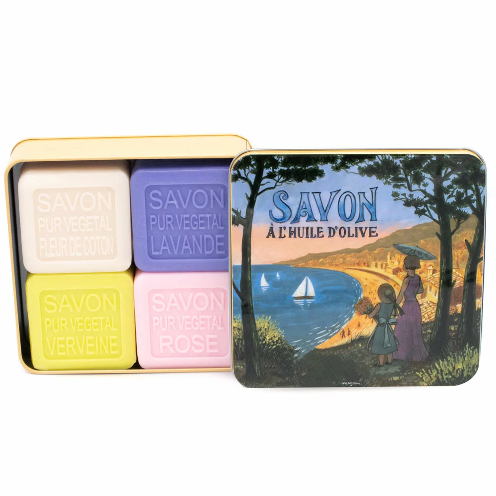 La Savonnerie De Nyons Soap Bar Set 4 Pcs - Dog 4x100gr - Lavender/Verbena/Cottonflower/Rose  - 1 set x 400 g