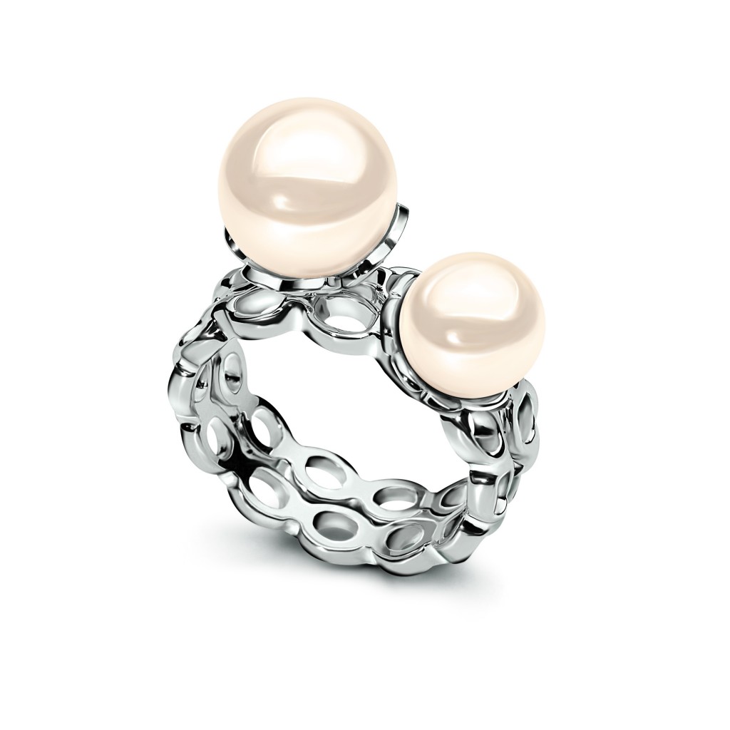 FOLLI FOLLIE PEARL MUSE Γυναικείο ατσάλινο δαχτυλίδι  ασημί 52mm