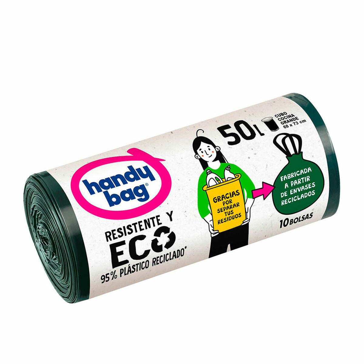 ALBAL HANDY BAG RECICLADA bolsa basura resistente 50 litros 10 u