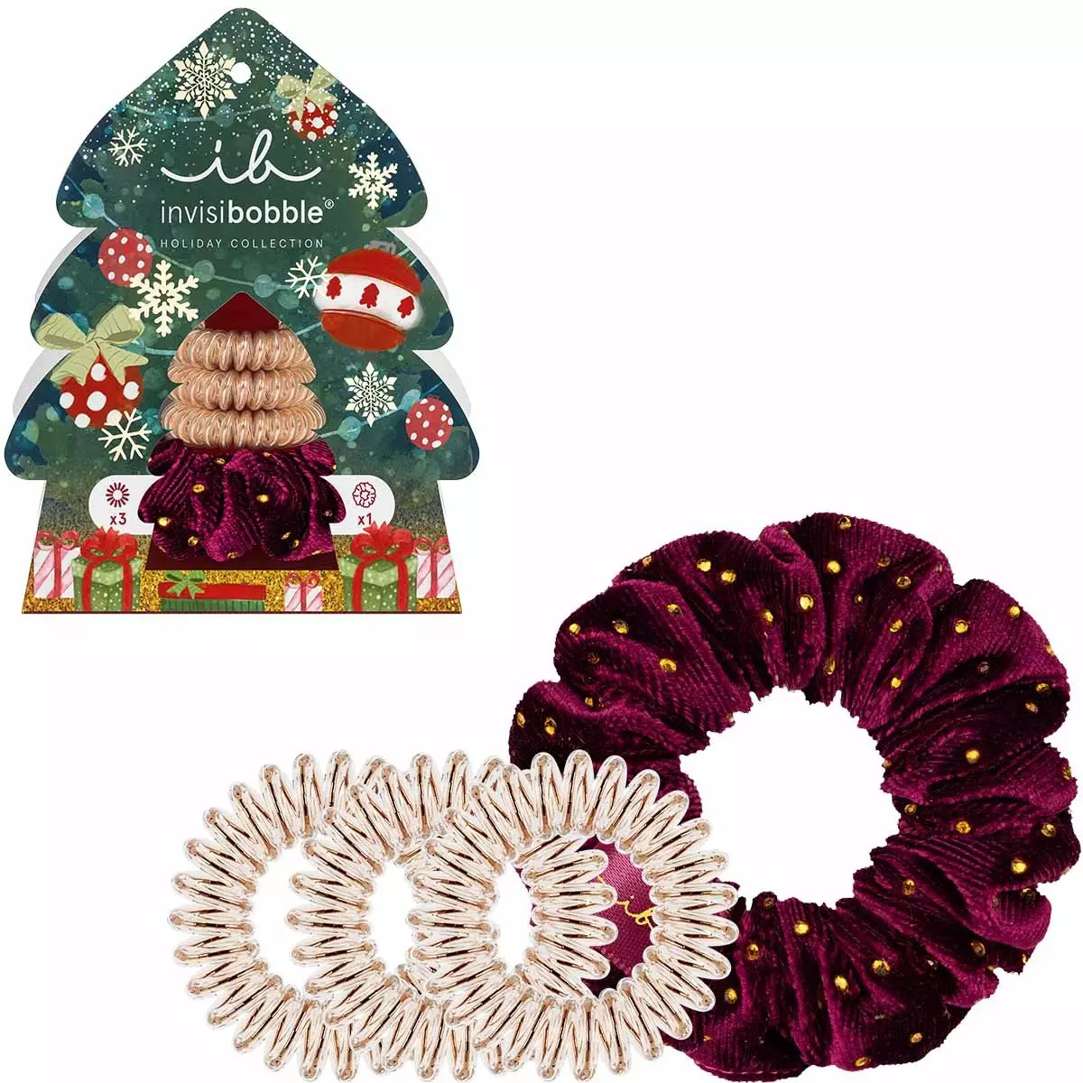 Invisibobble X-Mas Good Things Come In Trees Set 4x Hair Spiral   set x 4 piece