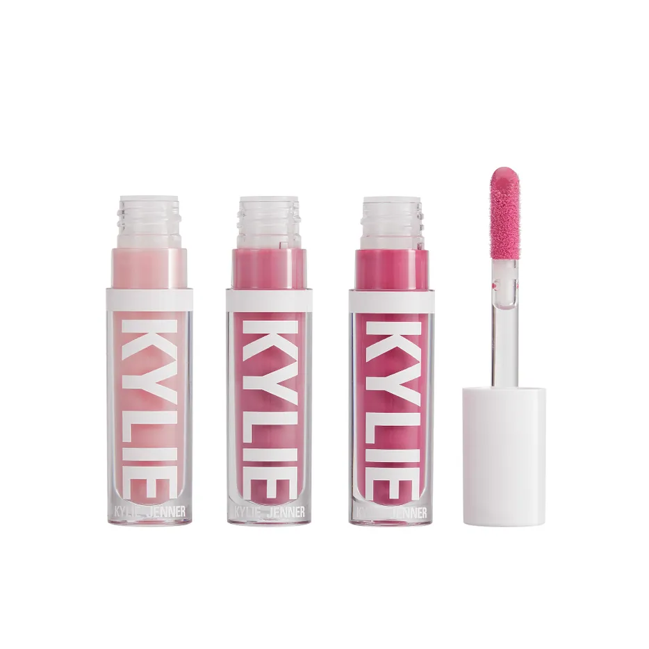 Kylie Cosmetics Lip Gloss SetPink Trouble 3.22 ml /Rose Temptation 3.22 ml / Berry Kiss  3.22 ml  @ 1 set x 9.66 ml