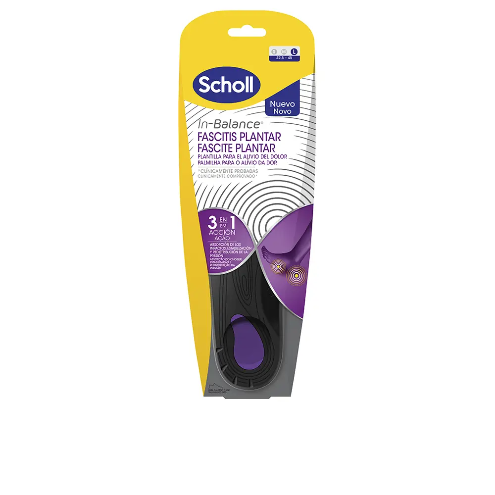 SCHOLL PLANTAR FASCITIS anti-pain insoles with in-balance 3 in 1 technology #Size L 42.5-45 1 u