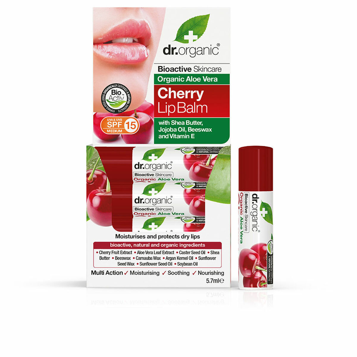 DR. ORGANIC Βάλσαμο για τα χείλη ALOE VERA ΚΑΙ CHERRY 5,7 gr