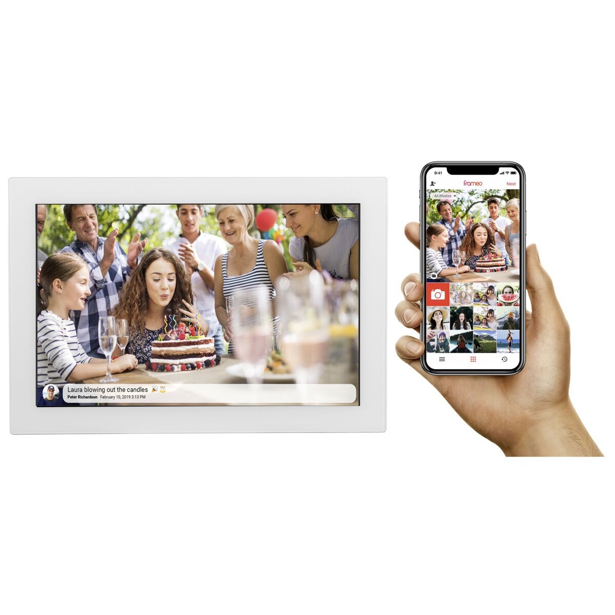 DENVER PFF-711 WHITE 7 INCH FRAMEO SOCIAL PHOTO FRAME WITH 8GB STORAGE