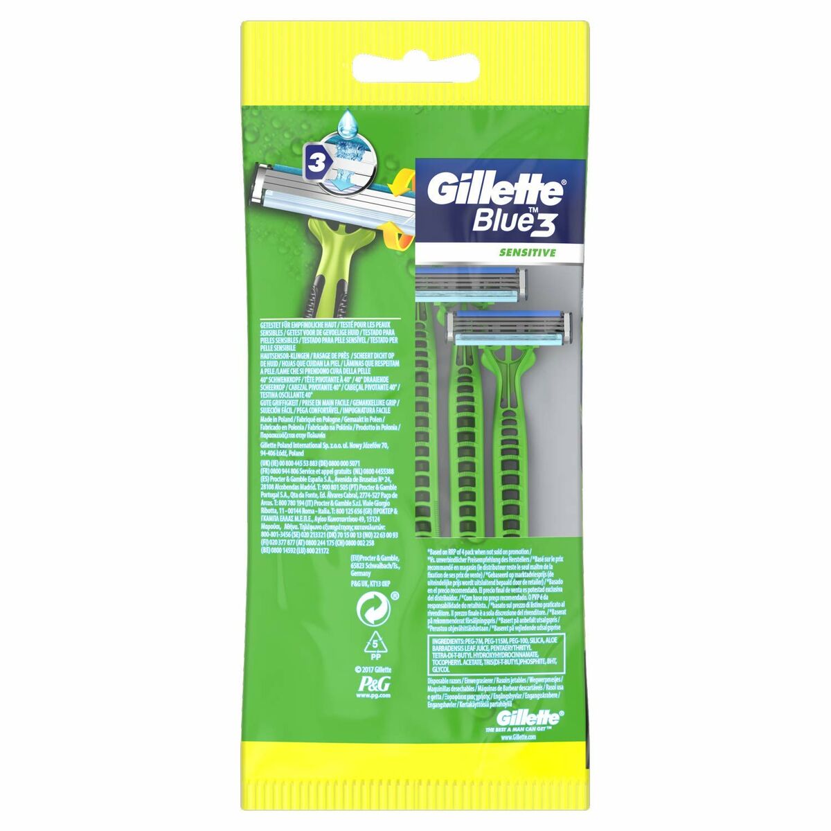 GILLETTE BLUE 3 SENSITIVE disposable razor blade 5 units
