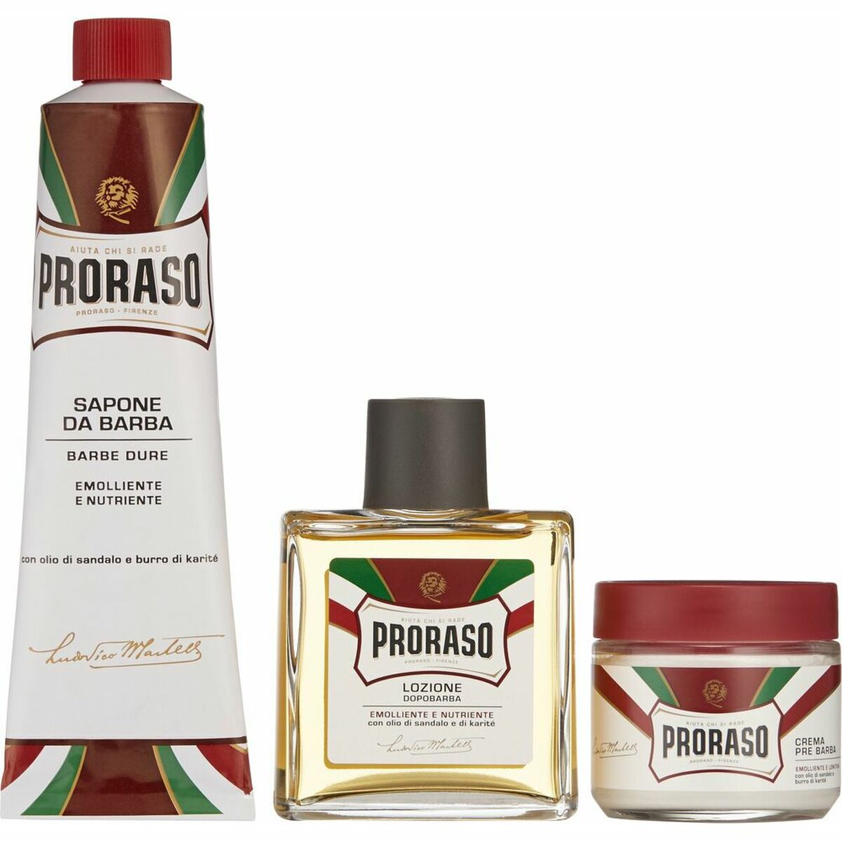 Proraso Σετ Περιποίησης για Γένια Prima e Dopo με Sandalwood Pre-shave Cream 100ml, Shaving Cream 150ml, After Shave Lotion 100ml