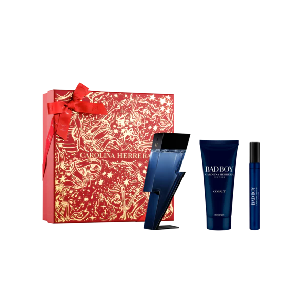 CAROLINA HERRERA BAD BOY COBALT CASE 3 pcs Eau de Parfum spray 100 ml + Bath Gel 100 ml + Eau de Parfum spray 10 ml
