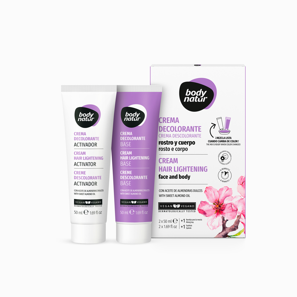 BODY NATUR κρέμα λεύκανσης για σώμα και πρόσωπο γλυκό αμύγδαλο 2 x 50 ml