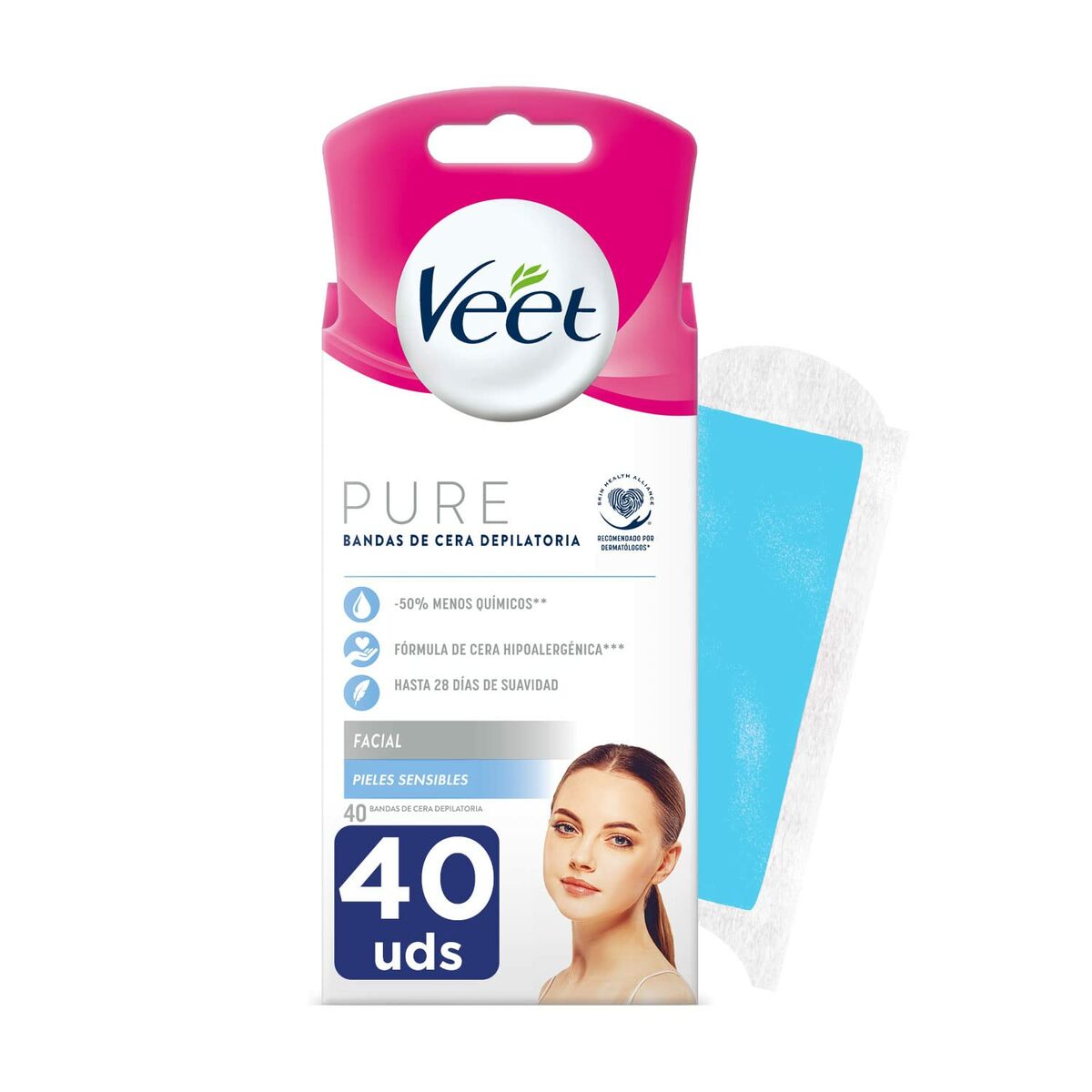 VEET PURE WAX BANDS sensitive skin facial 40 u