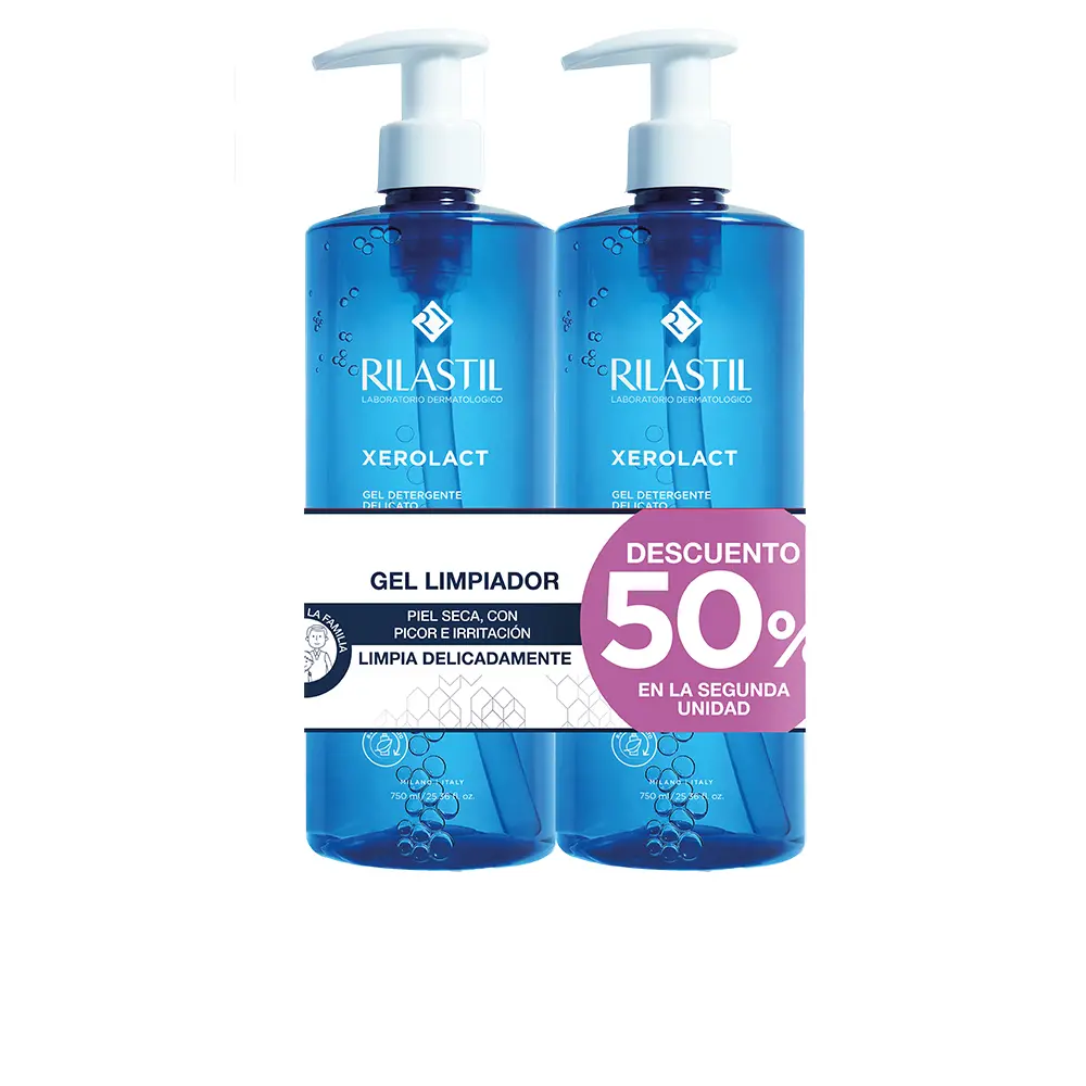 RILASTIL XEROLACT gentle and protective cleansing gel pack of 2 x 750 ml