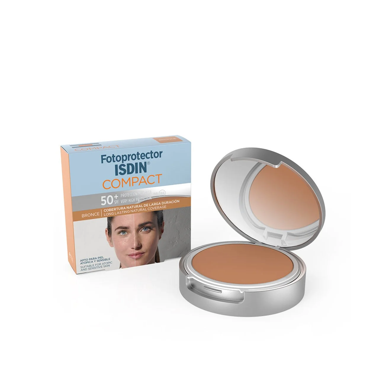 ISDIN COMPACT BRONZE SUNSCREEN WITH LONG-LASTING NATURAL COVERAGE SPF 50 #LIGHT 10g