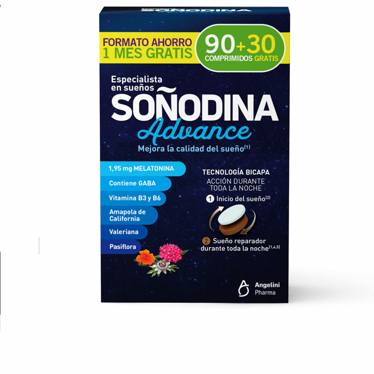NATURA ESSENZIALE SOÑODINA bilayer melatonin 90 + 30 as a gift 120 tablets