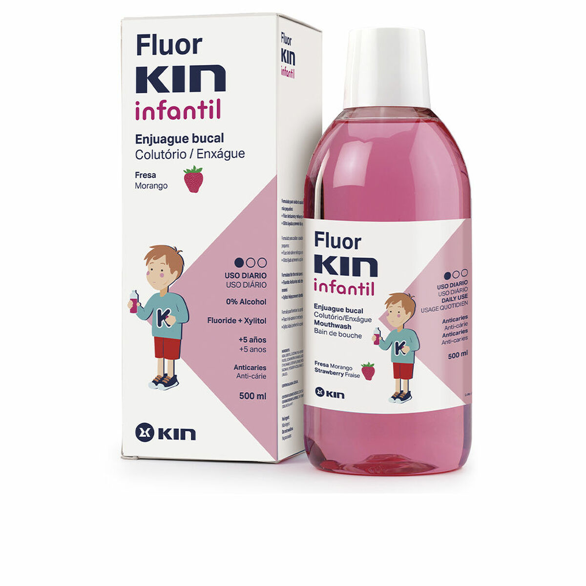 KIN FLUORKIN INFANTIL enjuague bucal anticaries #fresa 500 ml