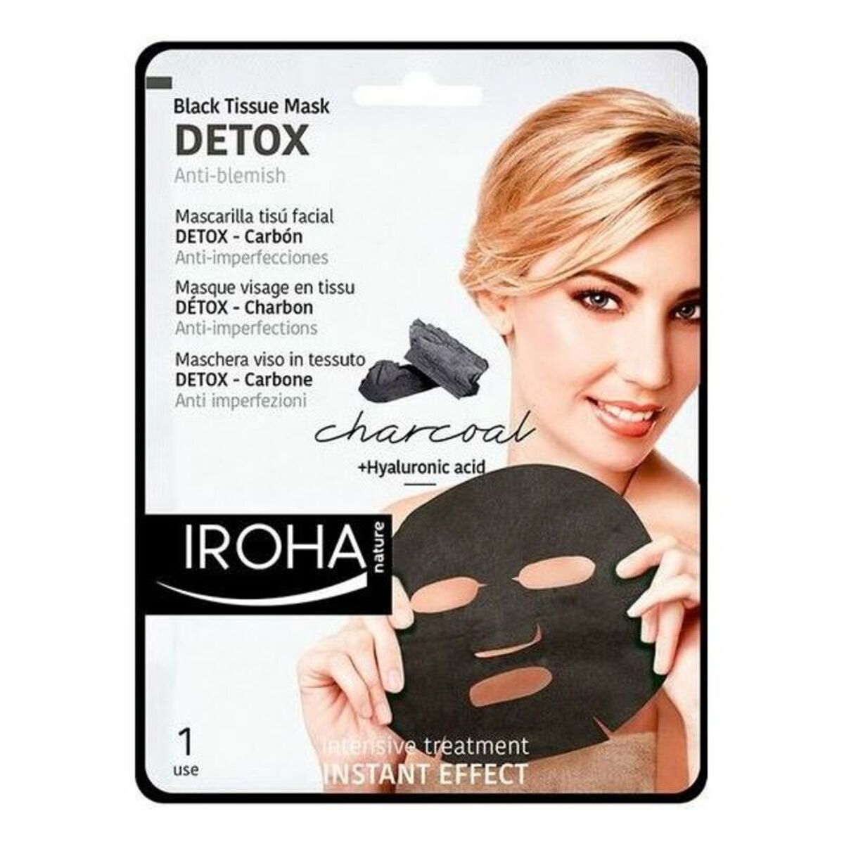 IROHA DETOX CHARCOAL BLACK tissue facial mask 1use