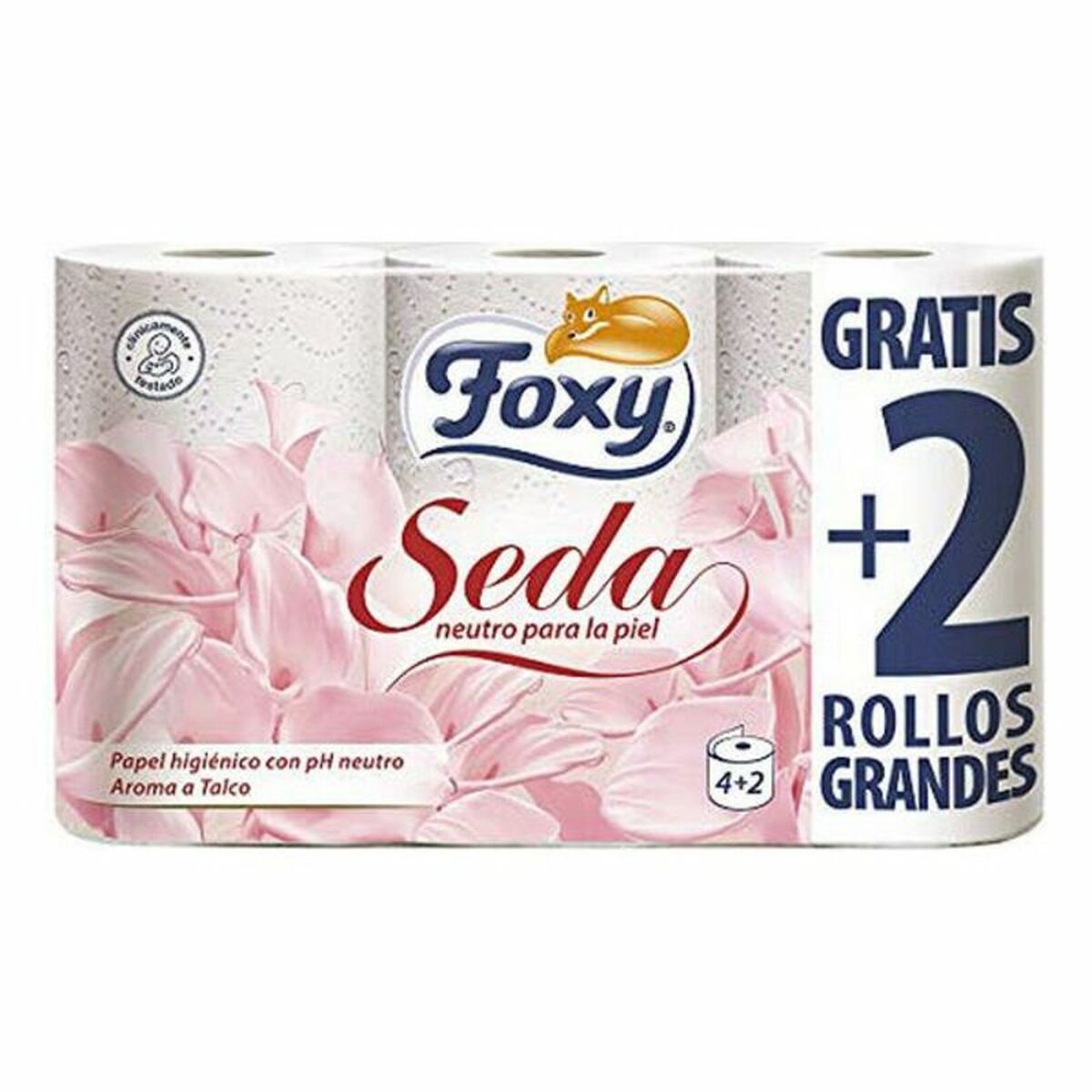 FOXY SEDA papel higiénico ph neutro aroma talco 3 capas 6 rollos