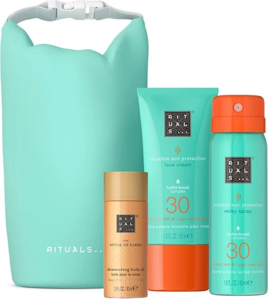 Rituals Karma Summer Sun Care Set Shimmering Body Oil 30ml/Face Cream SPF30 50ml/Milky Spray SPF30 50ml  - 1 set x 130 ml