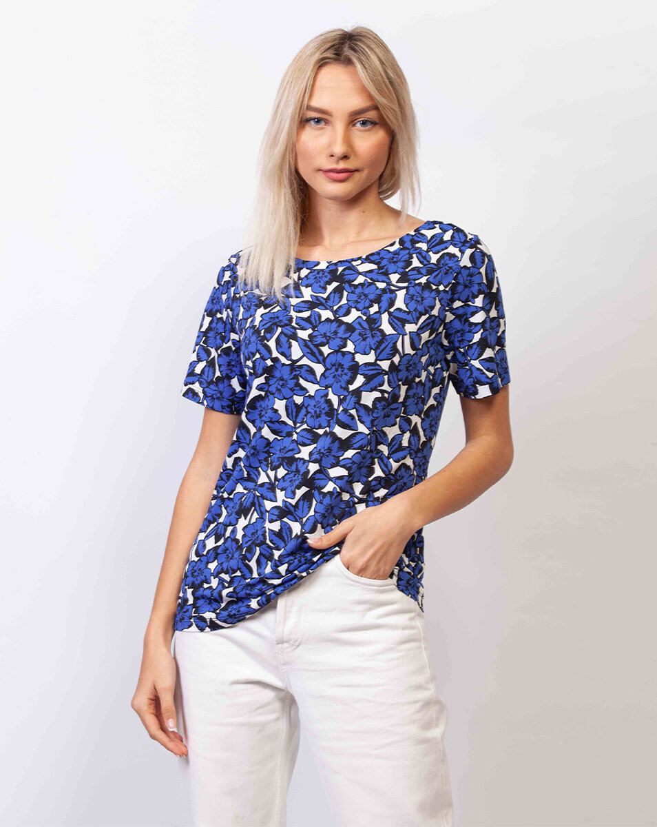 Μπλούζα floral με κοντό μανίκι