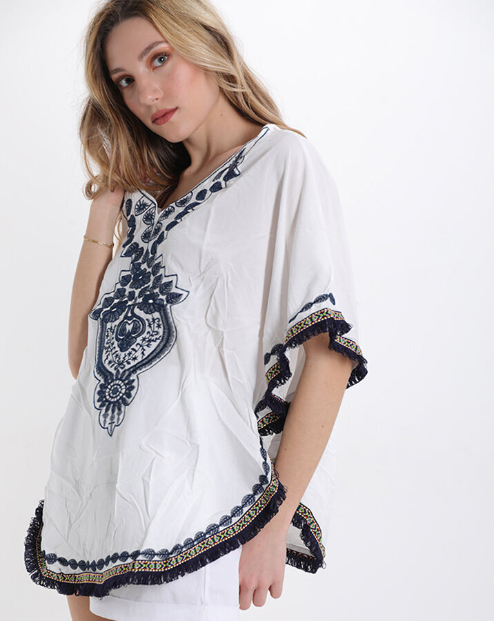 Μπλούζα - καφτάνι άσπρη - one size - medium fit