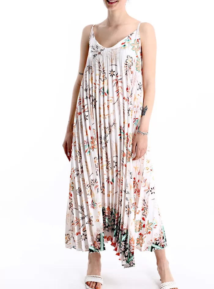 Φόρεμα άσπρο μακρύ – πλισέ – one size –