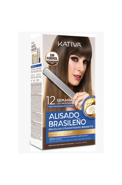 Kativa Alisado Brasileno Straitening Brunette Kit (Pre Shampoo 15 ml, Mask 150ml, Shampoo 30ml, Conditioner 30ml)